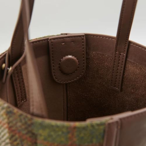 Bolso Tote Isla Harris Tweed Cuero Genuino Bolsillo Interno miniatura 2