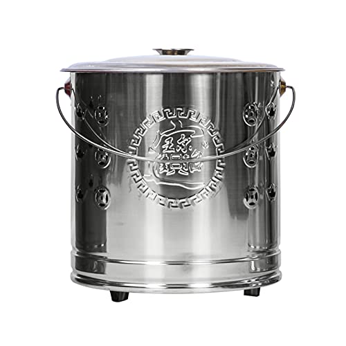 Brennfass Aus Edelstahl, Gartenverbrennungsanlage, Feuerkäfig Aus Stahl, Mit Auskleidung, Kann Müll, Papier, Blätter Verbrennen, Geeignet Für Die Verbrennung Im Innenhof (Silber 26 cm X 30 cm)