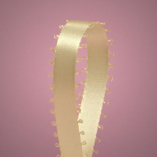 Ben Collection 3/8" X 50 Yards Feather(Picot) Edge Double Faced Satin Ribbon Art & Sewing Wedding Party Favors (Ivory)