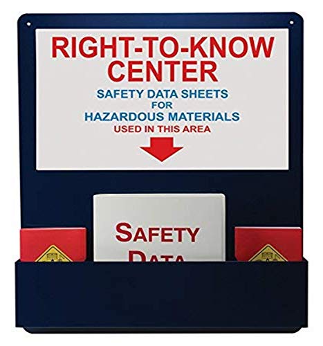 Accuform Zrs729 Right-To-Know Center, 30" Length X 24" Width X 0.063" Thick, Aluminum Pocket Board With (1) 1-1/2" Sds 3-Ring Binder, 10 Training Booklets Included, Red/Blue/White On Blue #TOP23