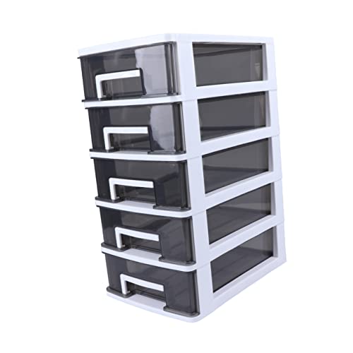 VILLFUL Boîte de Rangement Transparente à Couches Meuble de Bureau Portable et Empilable Organisateur Multifonction pour Chambre et Bureau Cadre Blanc et Noir Transparent