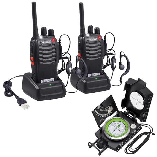 Talkie walkie PMR446 et boussole militaire pour randonnée et camping
