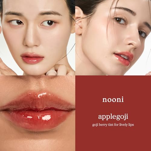 Image of NOONI Korean Lip Oil - Applegoji | Long-Lasting, Moisturizing, Plumping, Revitalizing for Dry Lips, Waterproof, No Peel Off, Korean Tint, Hydrating Lip Stain, Nourishing Crystal Clear, 0.12 FL Oz