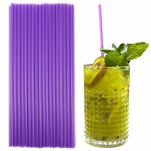 Image of Healeved 200PCS Purple Straws, 10.2 Inch Extra Long Disposable Plastic Drinking Straws for Birthday Wedding Hawaiian Swimming Pool Party Cocktails, Juice, Water, Iced Tea, Beverages