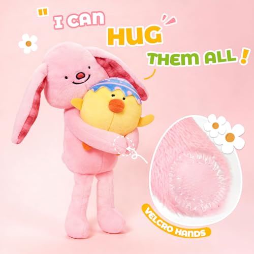 Image of JoyCat Baby Easter Basket, Easter Gifts for Baby Girl Boys Toddlers Kids, 6 PCS Plush Sensory Playset with Bunny Chick Egg Carrot Tulip Toys, Rattle, Squeaker & Crinkle Plush Toys, Easter Egg Hunt