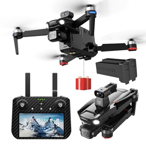 Bingchat Upgraded Professional Drones with Camera for Adults 4K HD, Anti-shake 3 Axis Gimbal, 360° Obstacle Avoidance, Payload Release, Tablet Touch Screen Controller, Up to 5 Miles Range, 84 Minutes Two Batteries, Time-lapse, Follow Me, Rainproof, GPS Safe Height Auto Return