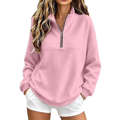 Quarter Zip Sweatshirt Women Casual Hooded Sweatshirt Cute Fall Sweatshirts - image 1