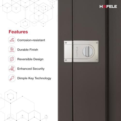 Image of Hafele Small Rim Dead Lock | Dimple Key Security | Double Throw Deadbolt | Durable Finish | Silver | 10 Years Warranty