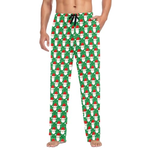 Christmas Santa Men's Pajamas Pants Cotton Sleep Bottoms Pants Lounge Sleepwear - S