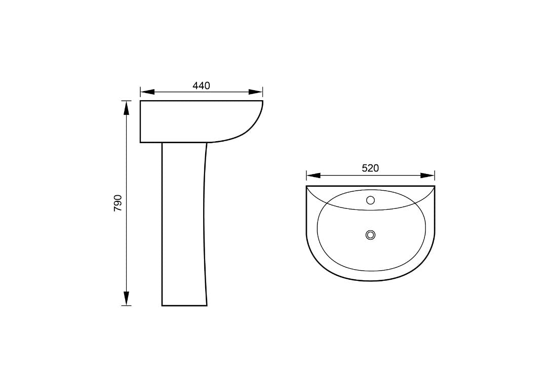 AQUORE 20340 BOLONIA Lavabo Con Pedestal Blanco