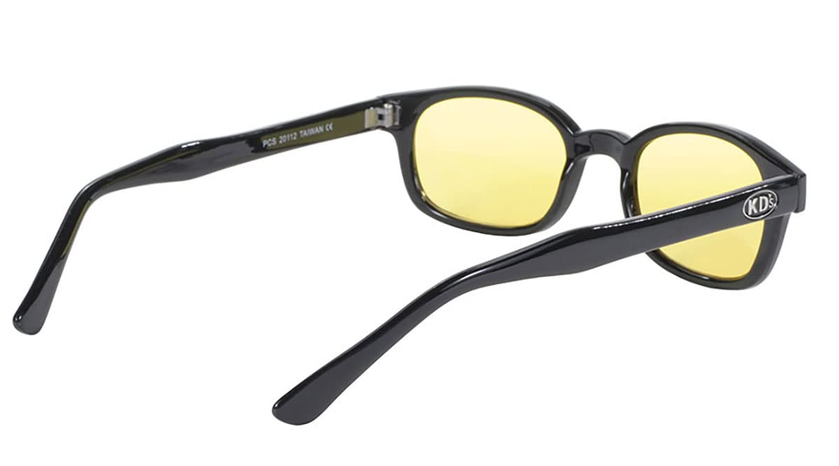 KD's 20112 - Occhiali da sole sportivi e motociclisti - uomo e donna - si adattano sotto casco moto bicicletta sci - Lenti gialle UV400, Nero , Large