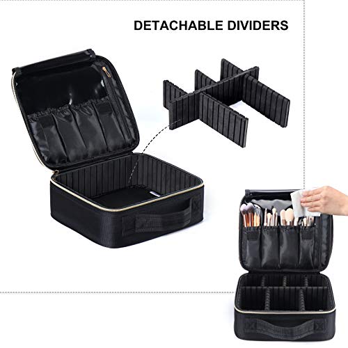 ANKUER Travel Makeup Case: Large Cosmetic Bag with Brush Organizer Portable Makeup Bag for Women and Girls Cosmetic Case with Adjustable Dividers (Black)4