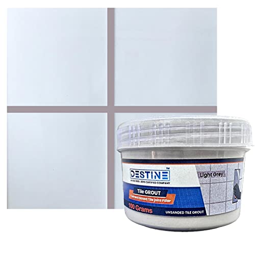Image of DESTINE READY-TO-MIX inchTILE GROUT inch (16 COLOURS) (ALL PACKS: 100 Gm,250 Gm,400 Gm,800 Gm,1 Kg), Waterproof, Cement Based Tile Joint Filler, Crack Filler, Tiles Gap Filler (100 Gm, Light Grey)
