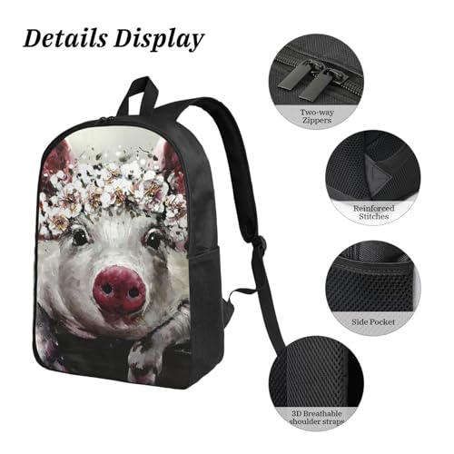 Sac à dos écolier cochon fleuri EdWal avec boîte repas et trousse