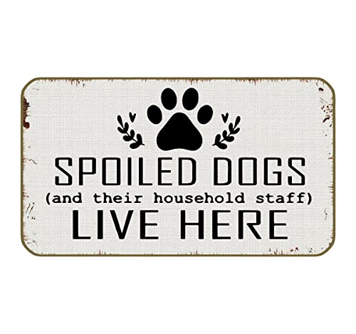 Uinhmop 17''X30'' Spoiled Dogs Live Here Retro Decorative Doormat,Funny Dog Welcome Floor Mats Decor For Home Kitchen Living Room Outdoors Indoor Entryway,Dog Lovers Girls Women Gift #TOP27