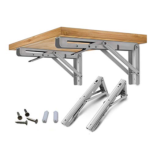 HJW Praktische opbergrek roestvrij staal lange handgreep driehoek beugel verstelbare wandplank opvouwbare steun plank geschikt voor boek plank keuken plank woonkamer display 2 stks 1Huiyang-01020,300 mm - Image 4