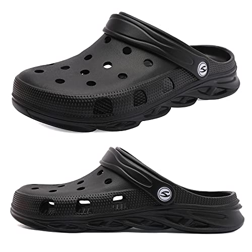 Woueoi Men And Women Slippers Sandals Unisex Garden Clogs Shoes D-Black,Women 10.5/Men 9.5 #TOP2