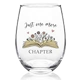 Futtumy Just One More Chaper Wine Glasses 17oz, Book Lovers Gifts, Mothers Day Birthday Christmas Gifts for Book Lovers Women Readers Freinds, Funny Reading Accessories Librarian Bookish
