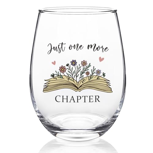 Futtumy Just One More Chaper Wine Glasses 17oz, Book Lovers