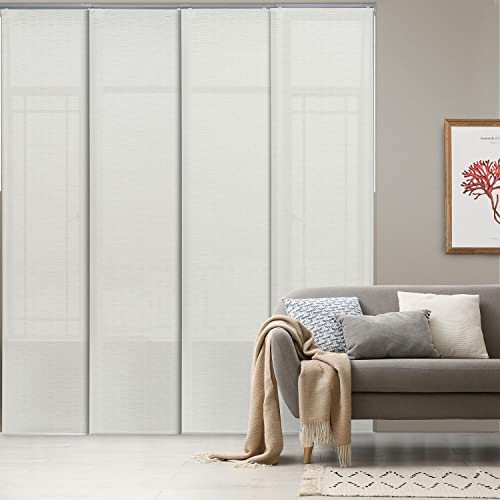 Godear Design Deluxe Adjustable Sliding Panel Track Blind 45.8"- 86" W X 96" H, Extendable Semi Sheer Blind For Sliding Glass Door, Vertical Blind For Patio Door, Room Divider, Semi Privacy, Cirrus #TOP1