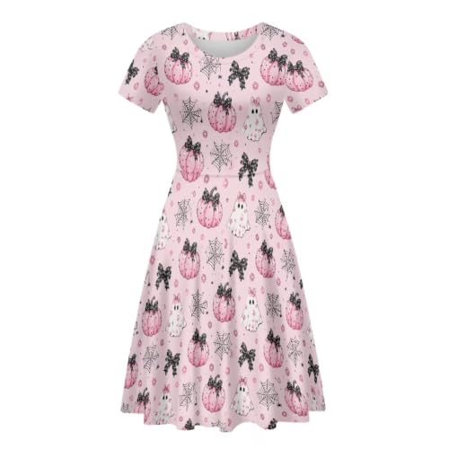 Image of POLERO Sunflower Dress for Women Floral Summer Dresses Short Sleeve Casual Sundresses Midi Dresses