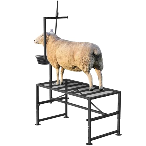 Lezbanz 600 LBs Goat Stand with Feed Bin
