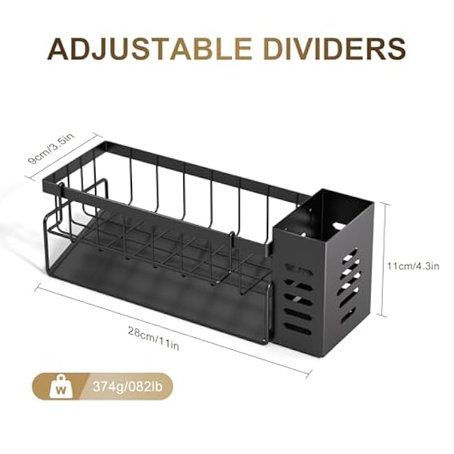 Sponge Holder for Kitchen Sink,Kitchen Sink Caddy Organzier with High Brush Holder,Countertop Soap Dispenser Organizer