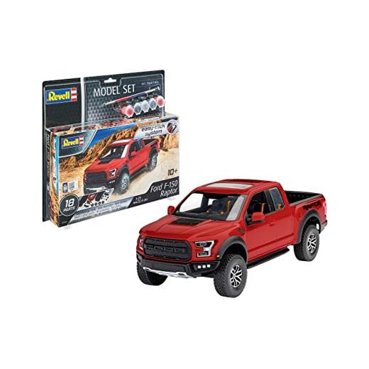 Revell Model Set 67048 Easy Click Maquette de Ford F-150 Raptor Kit plástico, Color Rojo