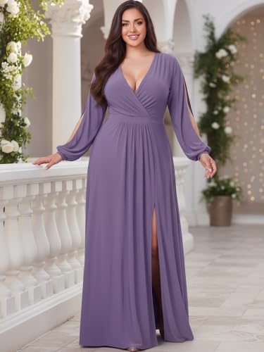 Image of KOH KOH Womens Long Sleeve Sexy Slit Photoshoot Evening Fall Maxi Dress