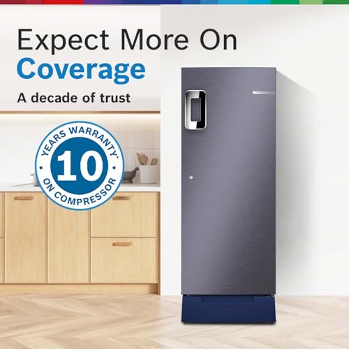 Bosch 226 L, 3 star, Direct-Cool Single Door Refrigerator | 18 Hrs Cooling Retention | 2.5X Faster Cooling | Spacious Multi Box | Delicate Crisper for Soft Veggies (2026 model, CST22U13AI, Dark Lake) 14 41u iLp09wL
