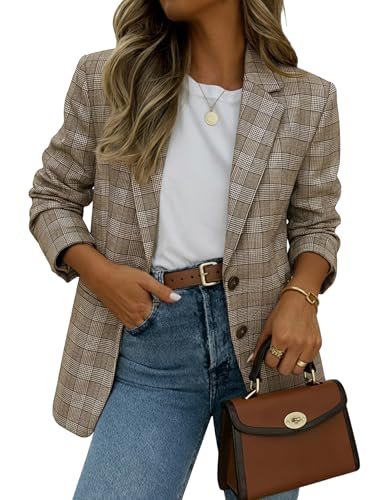 Mina Self Plaid Blazer Jacket for Women 2025 Fall Houndstooth