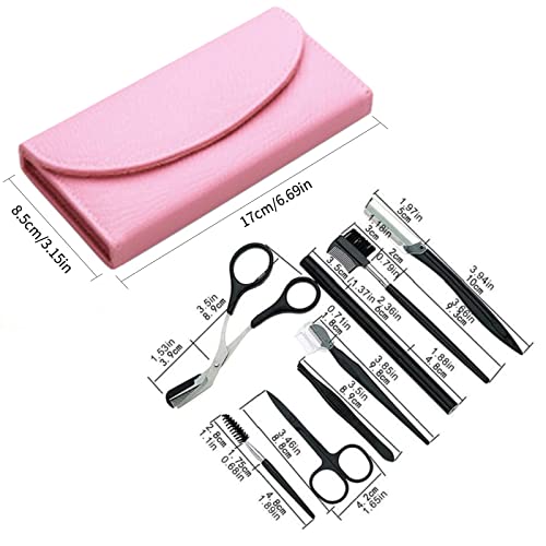 8PCS/SET Professional Eyebrow Shaping Grooming Kit - Beauty Tools Set with Leather Bag Eyebrow Grooming Kit for Women & Men, Eyebrow Trimming Kit With Razor Eyebrow Scissors and Brush with Comb - Image 3