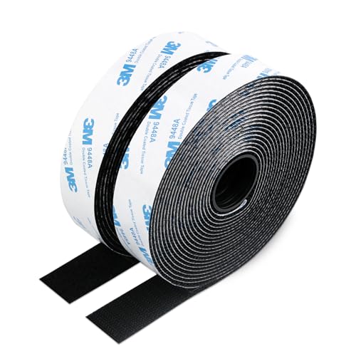 Image of Hook and Loop Tape with 3M 9448A Adhesive, Heavy Duty, 1 inch x 16.5Ft, Black | Industrial Strength Hook Loop, Self Adhesive Nylon Fabric Strips for Home, Office, Organization, Deco, Craft, DIY Projects