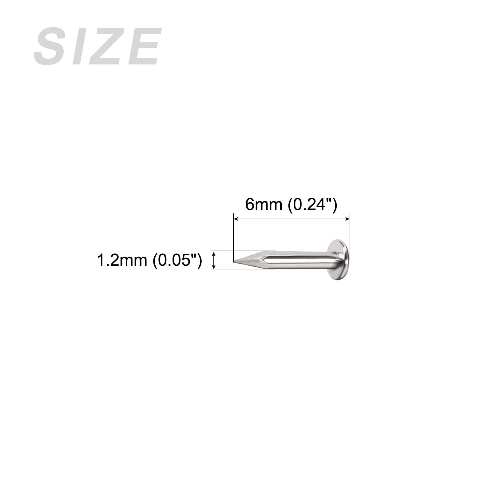 METALLIXITY Small Nails (1.2x6mm) 800pcs, Carbon Steel Tiny Hardware Nails - for Household Woodworking Silver Tone - Image 2
