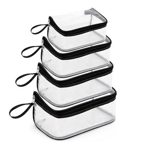 Image of Storite Set of 4 Transparent Cosmetic & Toiletry Travel Organizer Set | Clear PVC Design For Quick Visibility And Easy Access To Cosmetics Toiletries Shaving Kits Makeup And Accessories