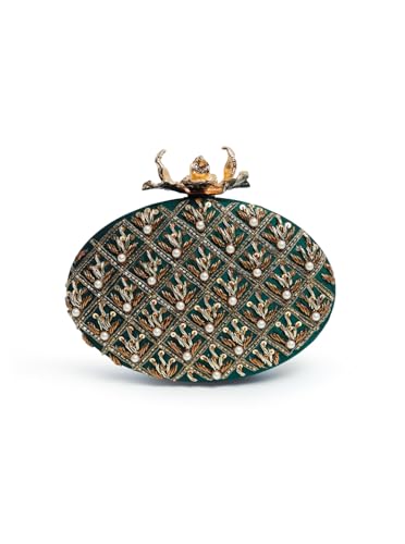 Image of THE TAN CLAN Zafraan Hand Embroidered Clutches for women Purses Luxury Evening Handbags for ladies