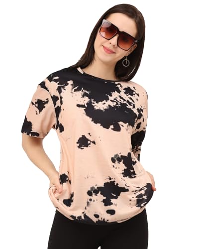 Image of LEOTUDE Women's Cotton Regular Fit Half Sleeve Printed Tshirt