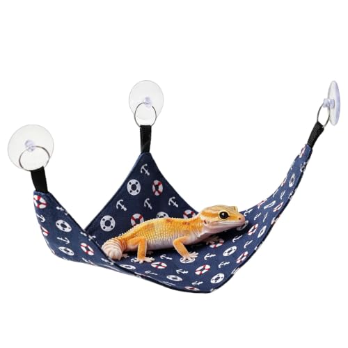 FurryShell Bearded Dragon Hammock Swing Hanging Reptile Bed Lounger for Lizard Terrarium Gecko Suction Cup Tank Accessory for Glass or Acrylic