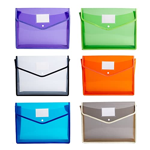 WSNDM 6 Pcs Pochette Plastique B4, Porte-Documents, Avec Fermeture À Pression Et Emplacement Pour Cartes, Transparente, Pour Fournitures Bureaux Voyage, L'école, La Maison, Le Travail, Le Bureau Cover