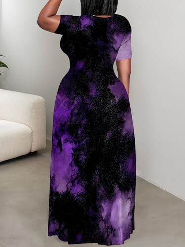 Image of SUZONANA Plus Size Dresses for Women Summer Casual Maxi Dress Short Sleeve Loose Vacation Dress