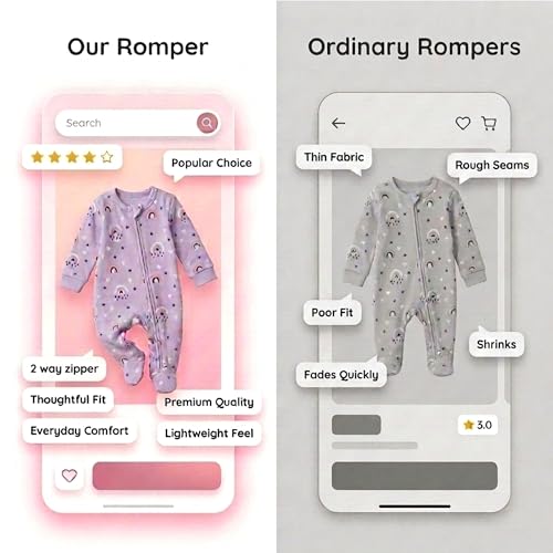 Image of The Mom Store Baby Zipper Romper For Boys And Girls | Cotton | Soft And Comfortable Infant Bodysuit | Trendy Stylish Sleepsuit Nightsuit For Newborn Baby | Printed | Unisex Sleep Wear