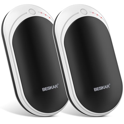 BESKAR Rechargeable Hand Warmers 2 Pack Electric Hand Warmer with Double-Sided Heating Portable Pocket Hand Warmer for Outdoor Golf Raynauds