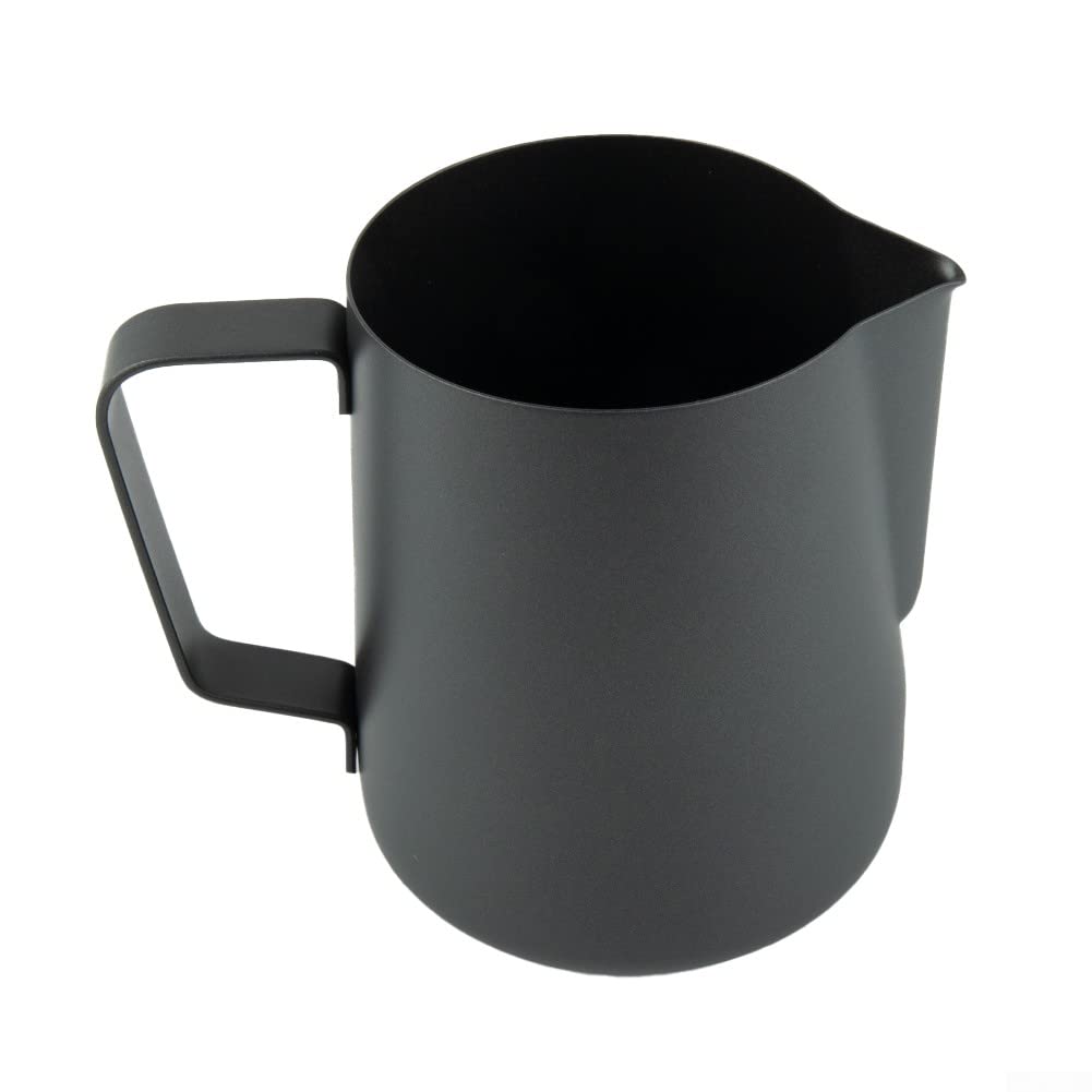 Milk Frothing Jug Scale Latte Espresso Coffee Pitcher Stainless Steel Container, Black 600ml