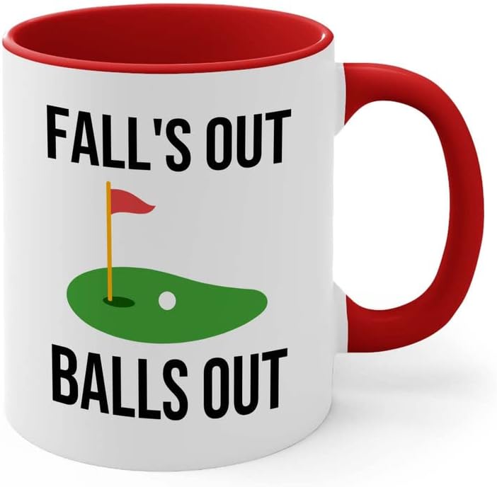 Taza roja de golf de 2 tonos de 11 onzas  Fll's Out Ball's Out  Campo de golf Par Match Play Birdie Putt Golf Club Outoor Game Caddy