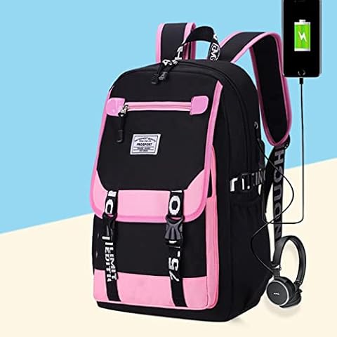 ZWHJL Women Girls School Backpacks Anti Theft USB Charge Backpack Waterproof Bagpack School Bags Teenage Travel Bag(Color:H) Cover