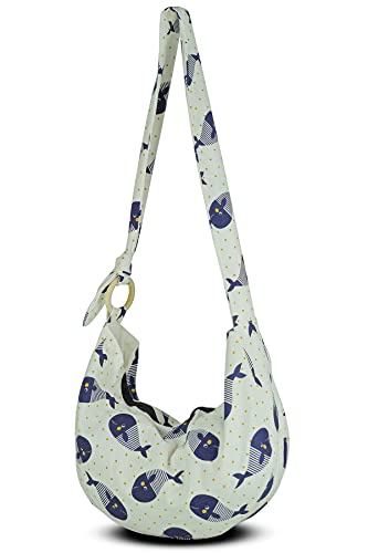 Image of Hobo Crossbody Bag for Women - Handmade Cotton Boho Purse with Wooden Ring | Lightweight Slouchy Shoulder Sling Tote Bag