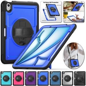 Coque iPad Air 13 pouces M3 2025 silicone bleu foncé avec support antichoc - 2