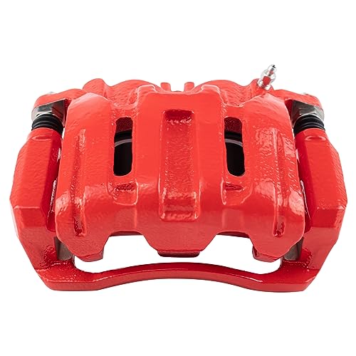 Image of TRQ Front Left Brake Caliper w /Bracket Performance Red Drivers Side | For 2007-2012 Acura RDX 2010-2011 Honda Accord Crosstour 2007-2016 CR-V 2005-2010 Odyssey