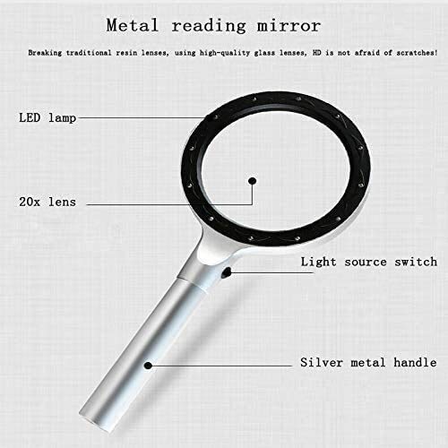 Lupas de Mano Mini Lupa 20X Lámpara LED con una Lupa Circular de Mano para Personas Mayores con Baja visión para Leer