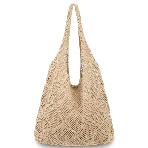 Image of hatisan Crochet Bag for Women, Handmade Knit Beach Tote Bag Summer